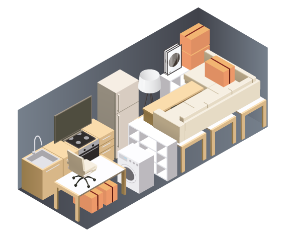 33 Kubikmeter Lagercontainer Beispiel-Befüllung