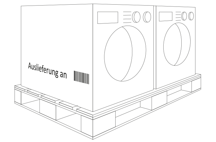 Waschmaschinenauf Palette